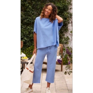 New Rare Frank & Eileen Blue Original Olive Triple Fleece Capelet O/S